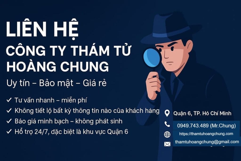 Dịch vụ thám tử tại quận 6 uy tín, giá rẻ, bảo mật chuyên nghiệp
