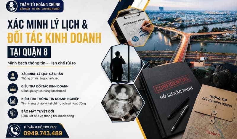 Dịch vụ xác minh doanh nghiệp tại Quận 8 giúp kiểm tra thông tin đối tác, đánh giá độ uy tín và hạn chế rủi ro trước khi hợp tác.