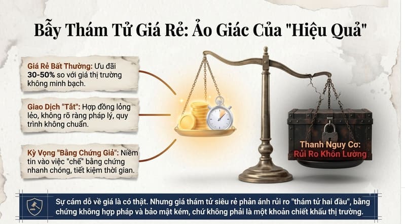 phân tích rủi ro khi thuê thám tử giá rẻ tại Biên Hòa Đồng Nai, cảnh báo chiêu trò thám tử hai đầu và bằng chứng giả.