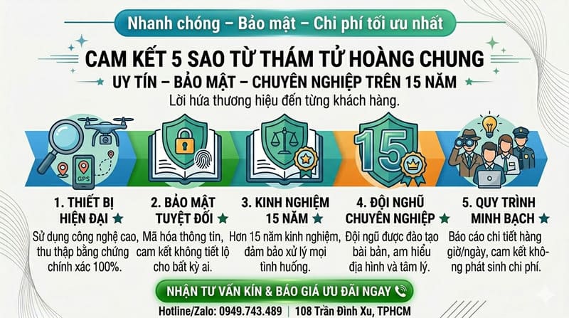 Thám tử hoàng chung cam kết không phát sinh chi phí trong quá trình điều tra theo dõ