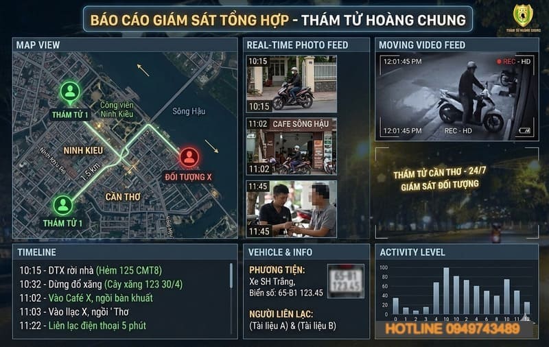 Thám tử tại cần thơ báo cáo chi tiết quá trình theo dõi thu thập thông tin chi tiết nhất đến khách hàng minh bạch
