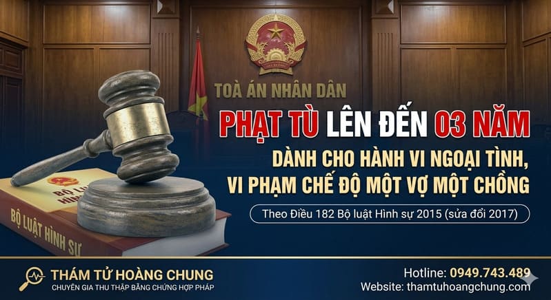 "Mức phạt tù ngoại tình lên đến 03 năm theo Điều 182 Bộ luật Hình sự - Thám tử Hoàng Chung tư vấn pháp luật và thu thập bằng chứng"