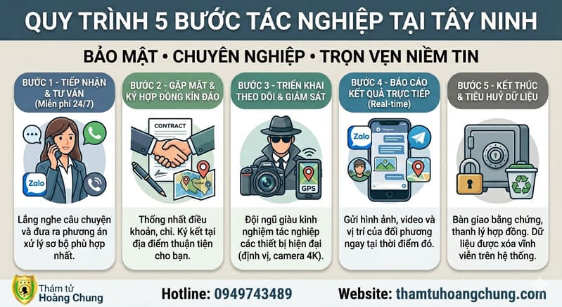 Quy trình thuê thám tử tây ninh điều tra ngoại tình chuyên nghiệp