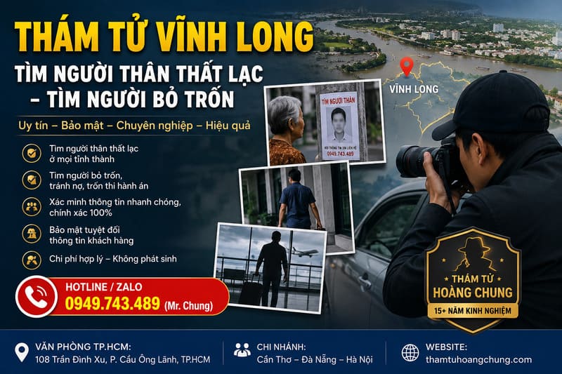 Dịch vụ tìm người thân thất lạc và tìm người bỏ trốn tại Vĩnh Long uy tín