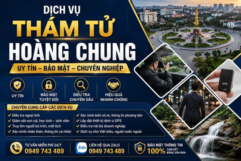 Công ty Thám tử Hoàng Chung cung cấp dịch vụ thám tử tại Bắc Giang uy tín, bảo mật tuyệt đối, hỗ trợ điều tra ngoại tình, giám sát bí mật và xác minh thông tin nhanh chóng 24/7.