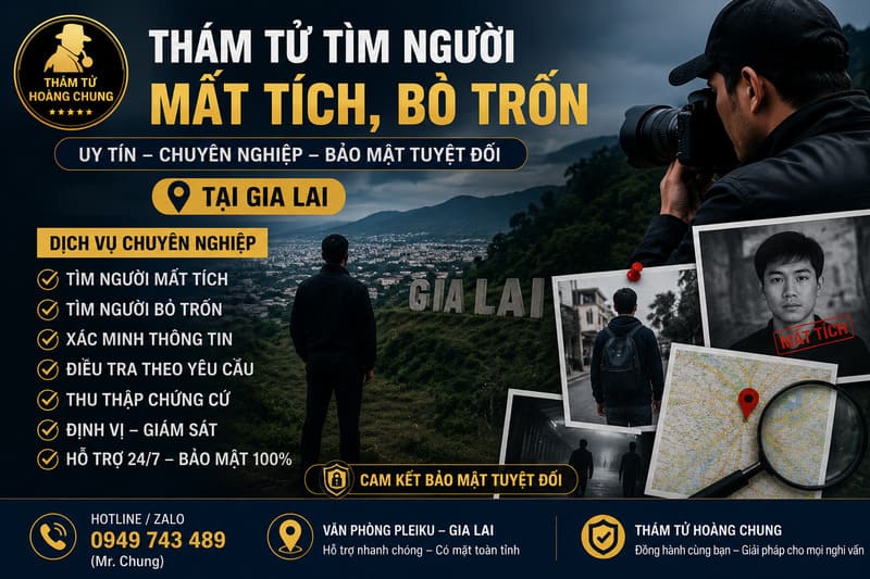 Dịch vụ thám tử tìm người mất tích, bỏ trốn tại Gia Lai hỗ trợ truy tìm nhanh chóng, bởi thời gian là yếu tố quan trọng quyết định khả năng tìm thấy người cần tìm.
