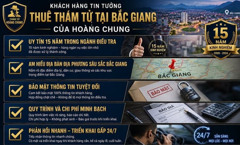 Khách hàng tại Bắc Giang luôn tin tưởng sử dụng dịch vụ thám tử Hoàng Chung