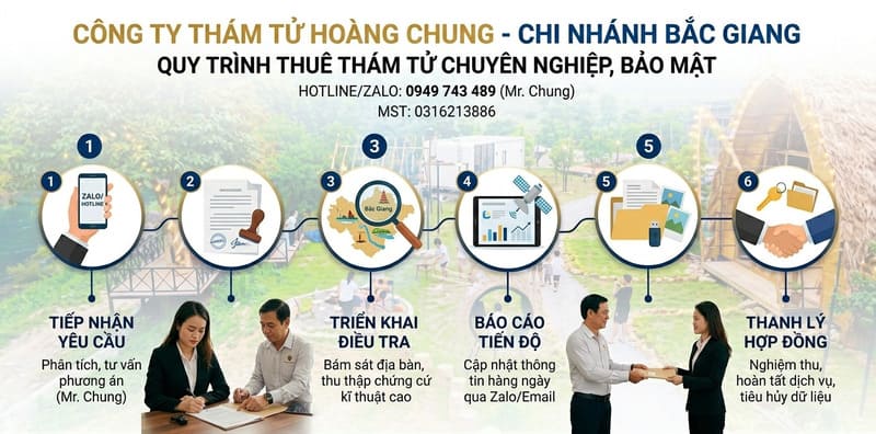 quy trình thuê thám tử chuyên nghiệp, bảo mật tuyệt đối tại chi nhánh Bắc Giang