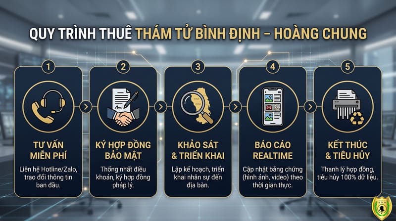 Quy trình thuê thám tử tư uy tín bảo mật tại Bình Định - Thám tử Hoàng Chung