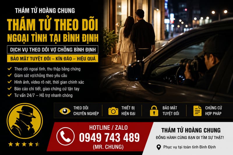 thám tử tại Bình Định bám sát mục tiêu, thu thập bằng chứng ngoại tình sắc nét