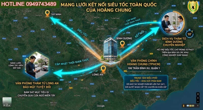 Mạng lưới văn phòng Thám tử Hoàng Chung TPHCM - Bình Dương - Long An