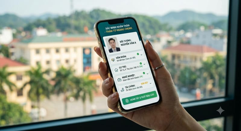 Dịch vụ xác minh nhân thân, lý lịch chuyên nghiệp của Thám tử Hoàng Chung – Trả kết quả nhanh chóng, chính xác và bảo mật tuyệt đối cho khách hàng tại Phú Thọ.