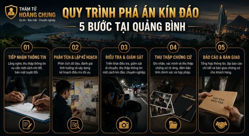 Quy trình 5 bước triển khai dịch vụ thám tử tại Quảng Bình từ tiếp nhận đến bàn giao kết quả